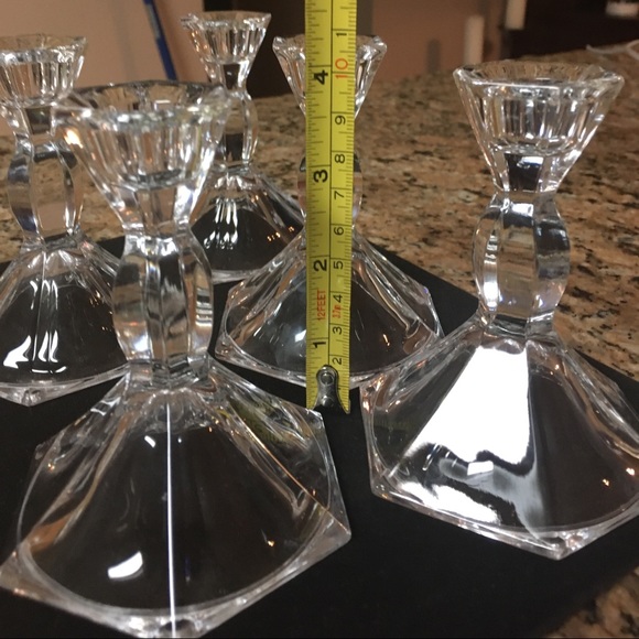 Set of 5 clear crystal candle stick holders taper candle holders - Picture 5 of 7